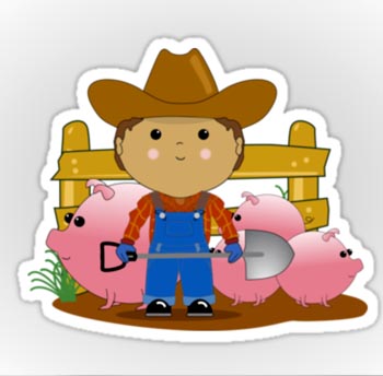 Whimsical Rancher & His Pigs (Kawaii)