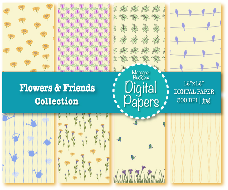 Flowers & Friends Digital Papers