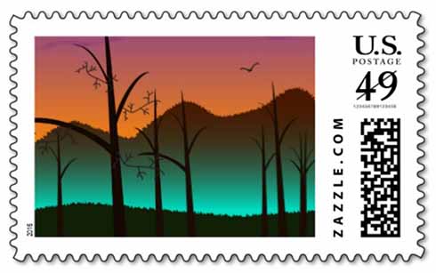 Foggy Sunrise Postage Stamp