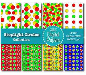 Stoplight Circles Digital Papers
