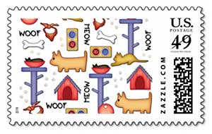 Woof & Meow Postage Stamp