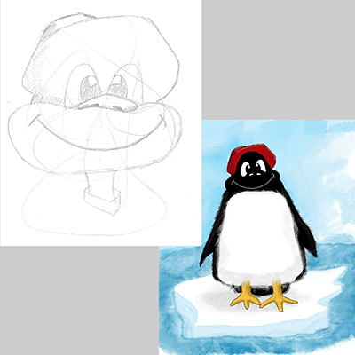 Furry Penguin in the Red Hat