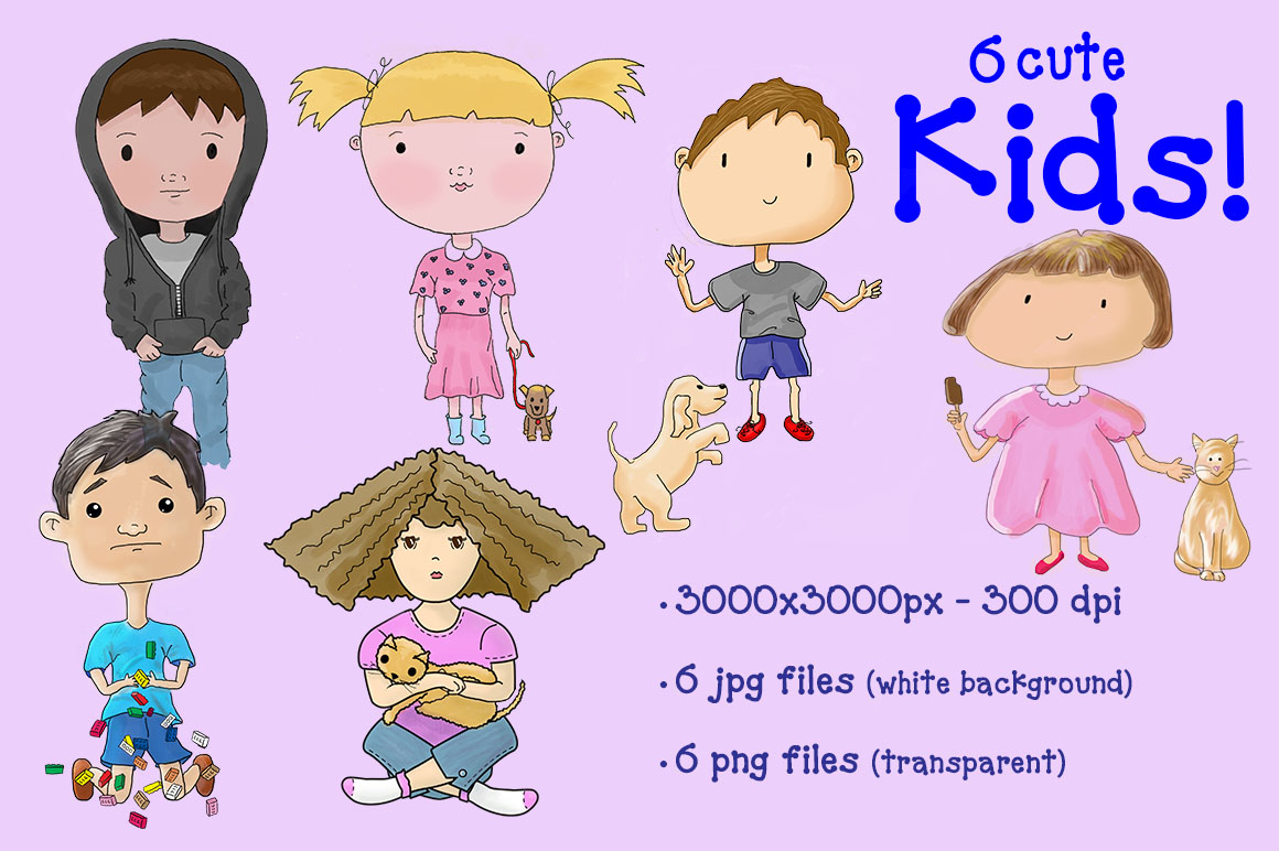 6 Cute Kids! Instant Download