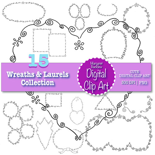 Wedding Wreaths and Laurels Clip Art at digiSunshine on Etsy
