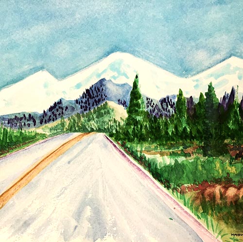 Watercolor Landscape – Rocky Mountains