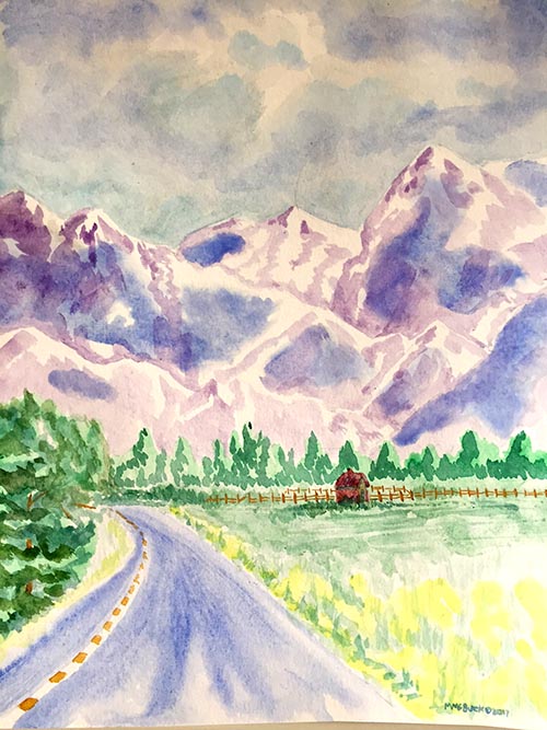 Rocky Mountain Watercolor Landscape