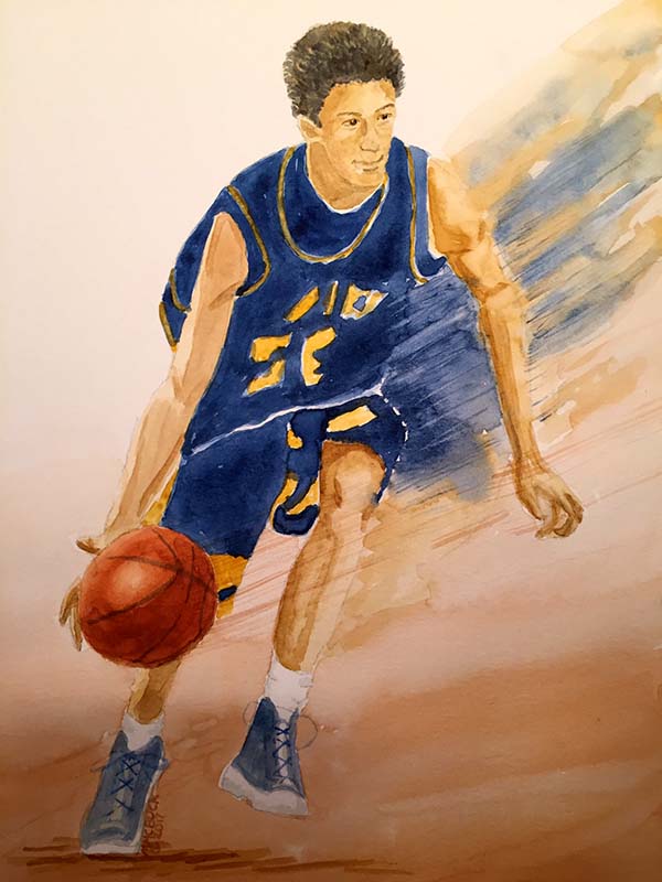 Watercolor Basketball Player