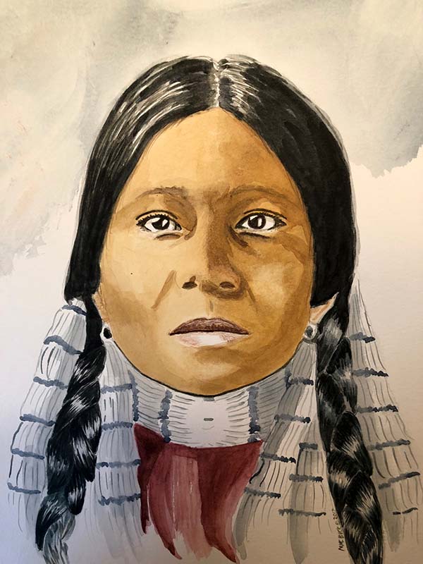 Native American Watercolor Portrait