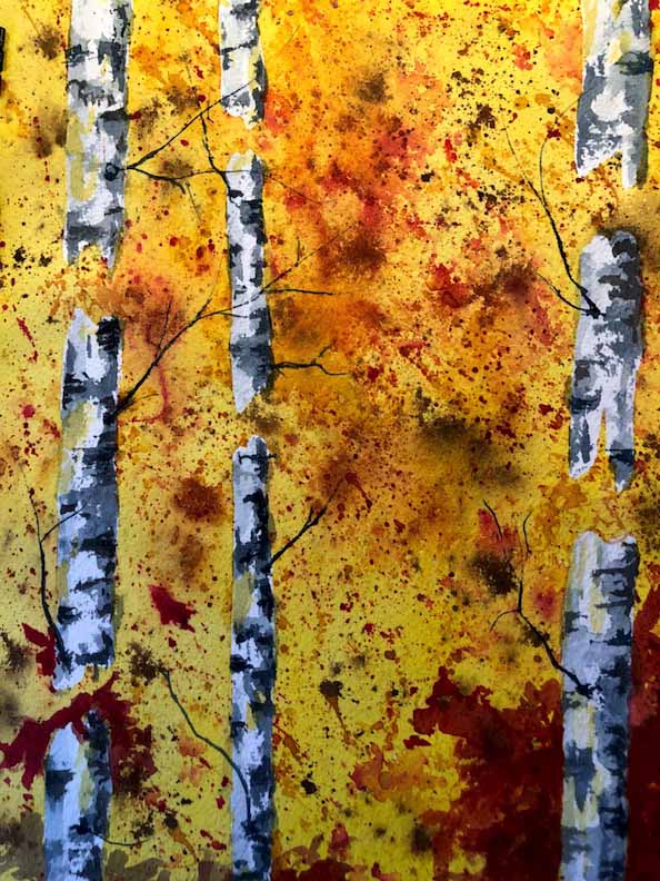 Aspen Trees in the Fall Watercolor