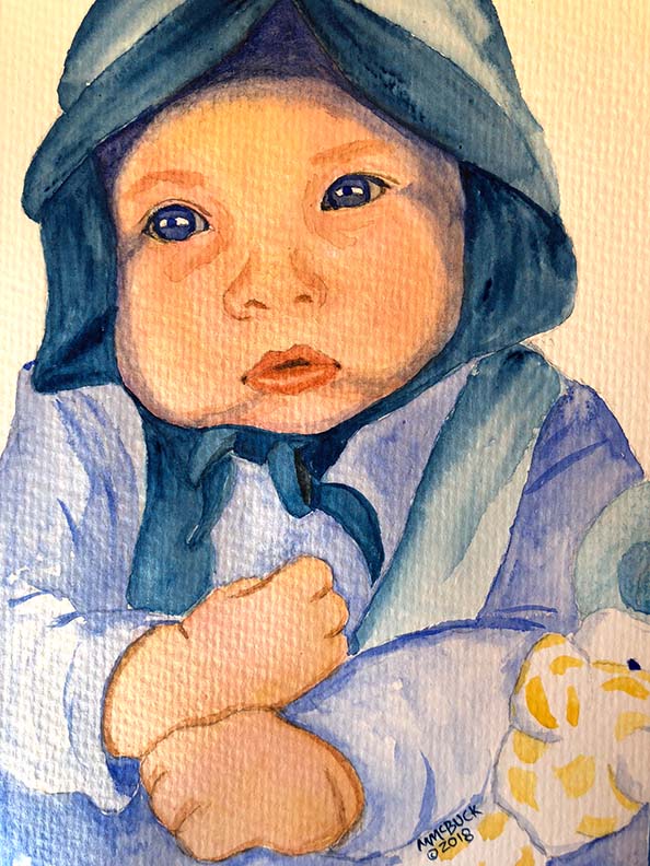 Baby Watercolor Portrait