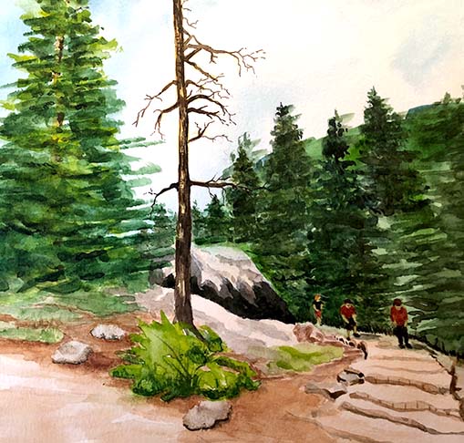 Hiking Estes Park Watercolor