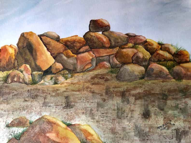 Watercolor Study of Rocks