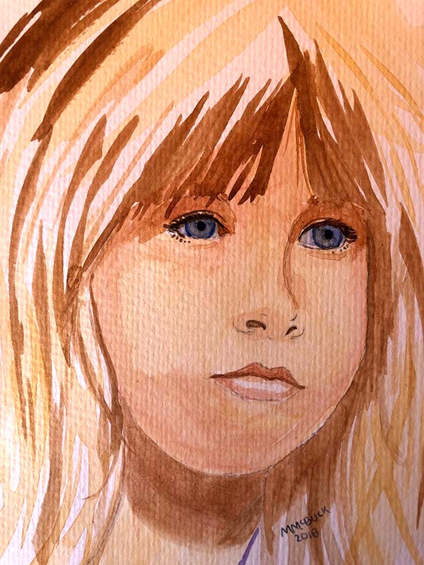 Young Girl Watercolor Portrait